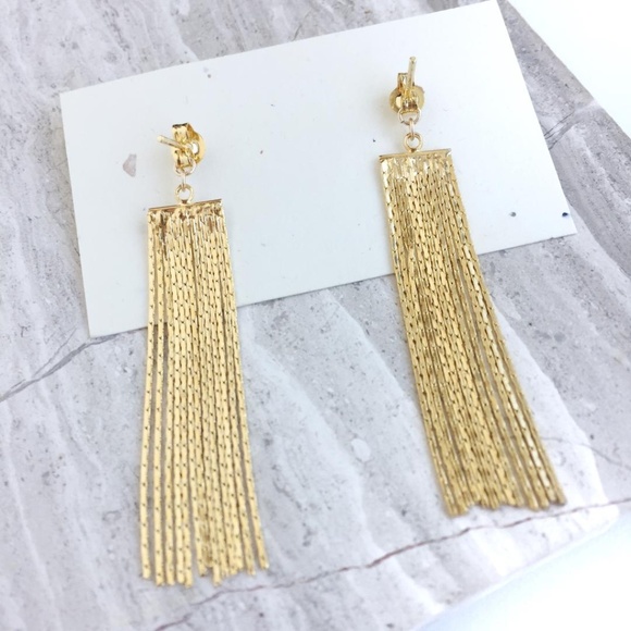 Evil Eye studs w/ gold tassel back earrings - Picture 8 of 8